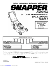 Snapper ELP21602 Safety Instructions & Operator's Manual