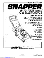 Snapper LP21550 Parts Manual