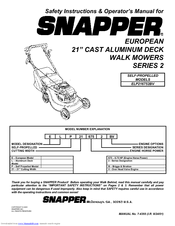 Snapper ELP216752BV Safety Instructions & Operator's Manual