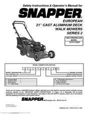 Snapper ELP21702BV Safety Instructions & Operator's Manual