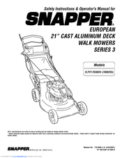 Snapper ELP21703BDV Safety Instructions & Operator's Manual