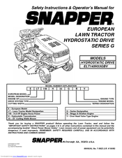Snapper ELT145H33GBV Safety Instructions & Operator's Manual