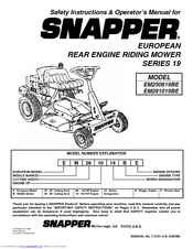 Snapper EM281019BE Safety Instructions & Operator's Manual