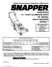 Snapper EMLP21601 Safety Instructions & Operator's Manual