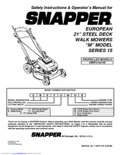 Snapper EMRP216015B Safety Instructions & Operator's Manual
