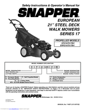 Snapper EP2167517BV, ERP2167517BV Safety Instructions & Operator's Manual