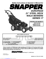 Snapper EMRP217017B Safety Instructions & Operator's Manual