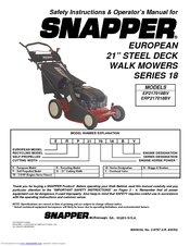Snapper ERP217018BV Safety Instructions & Operator's Manual