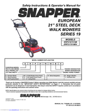 Snapper ERP217019BV Safety Instructions & Operator's Manual
