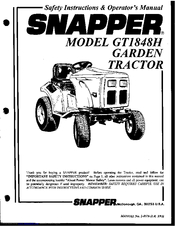 Snapper GT1848H Safety Instructions & Operator's Manual