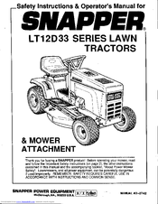 Snapper LT12D33 Series Safety Instructions & Operator's Manual