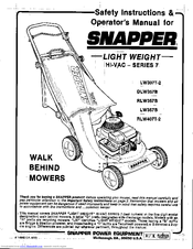 Snapper RLW407T-2 Safety Instructions & Operator's Manual