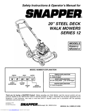 Snapper R205012 Safety Instructions & Operator's Manual
