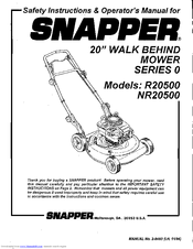 Snapper NR20500 Safety Instructions & Operator's Manual