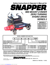 Snapper NZM19482KWV, NZM21522KWV, NZM2 Safety Instructions & Operator's Manual