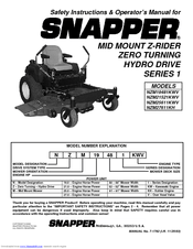 Snapper NZM27611KH Safety Instructions & Operator's Manual