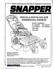 Snapper PMA7480 Safety Instructions & Operator's Manual
