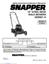 Snapper R194014 Safety Instructions & Operator's Manual