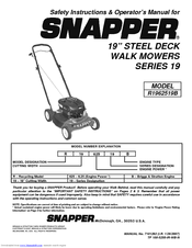 Snapper R1962519B Safety Instructions & Operator's Manual