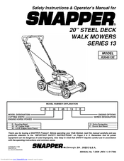 Snapper R204513E Safety Instructions & Operator's Manual