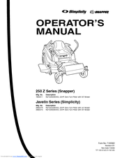 Snapper Simplicity RZT20440BVE2 Operator's Manual