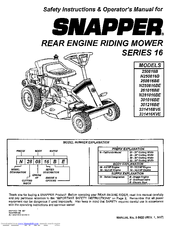 Snapper Rear Engine Riding Mower Series 16 Maint Operator Instruction Manual CD 