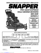 Snapper SPEL150KH Safety Instructions & Operator's Manual