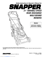 Snapper 7800265 Safety Instructions & Operator's Manual