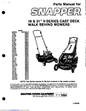 Snapper V181 Operator's Manual
