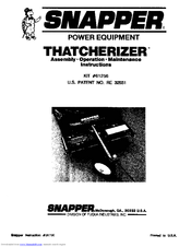 Snapper Thatcherizer 61256 Operating & Maintenance Instructions
