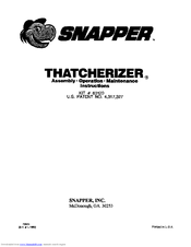 Snapper Thatcherizer 63120 Operating & Maintenance Instructions