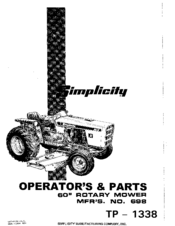 Simplicity TP-1338 Operator's & Parts Manual