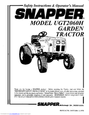 Snapper UGT2060H Safety Instructions & Operator's Manual