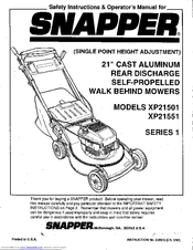 Snapper XP21551 Safety Instructions & Operator's Manual