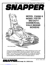 Snapper Y30080, Y30081B, Y30120B, Y301 Safety Instructions & Operator's Manual