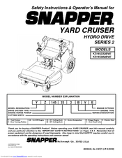 Snapper YARD CRUISER YZ145332BVE Safety Instructions & Operator's Manual