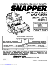 Snapper ZF2500K Safety Instructions & Operator's Manual