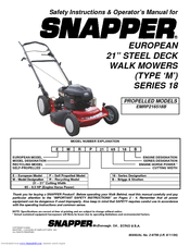 Snapper EMRP216518B Safety Instructions & Operator's Manual