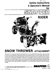 Snapper 1-4228 Safety Instructions & Operator's Manual