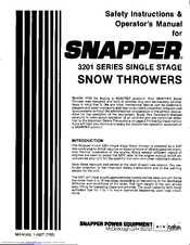 Snapper 3201 Series Safety Instructions & Operator's Manual
