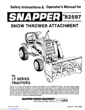 Snapper 82597 Safety Instruction & Operatorrs Manual
