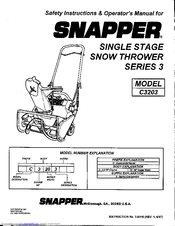 Snapper C3203 Safety Instructions & Operator's Manual