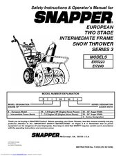 Snapper EI7243 Safety Instructions & Operator's Manual