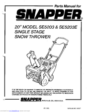 Snapper SE5203 Parts Manual