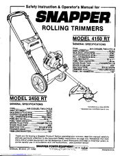 Snapper 4150 RT Safety Instructions & Operator's Manual