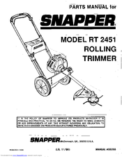 Snapper RT 2451 Parts Manual