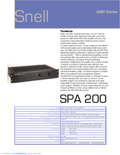 Snell Power Amplifier SPA 200 Specification Sheet
