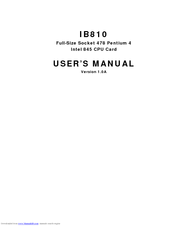 Socket Pentium 4 Full Size PICMG CPU Card IB810 User Manual