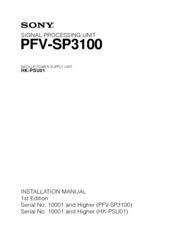 Sony PFV-SP3100 Installation Manual