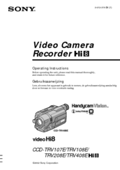 Sony video Hi8 CCD-TRV108E Operating Instructions Manual